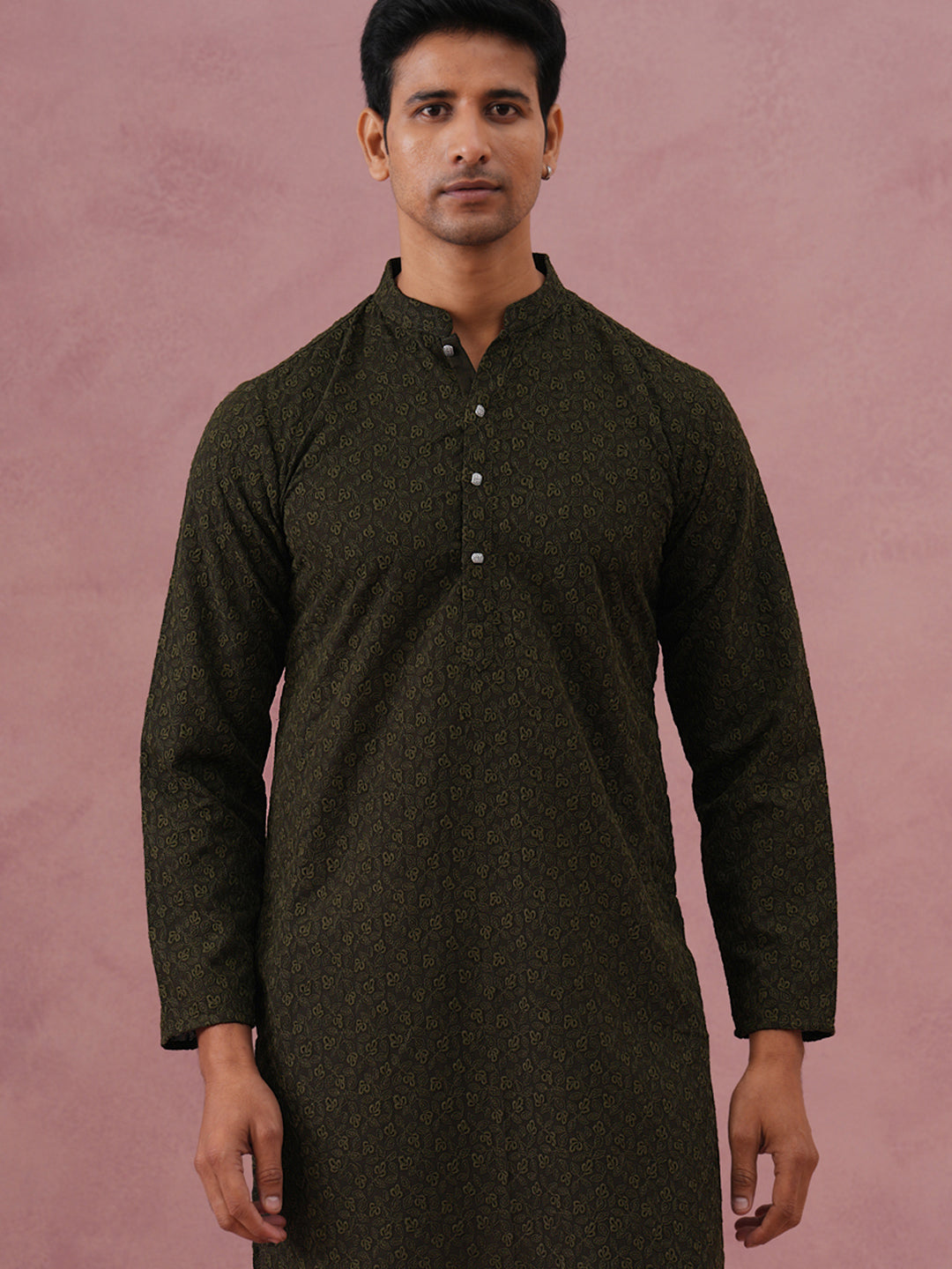 Traditional Cotton Blend Embroidered Kurta Pyjama