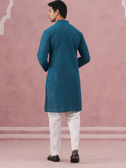 Traditional Cotton Blend Embroidered Kurta Pyjama