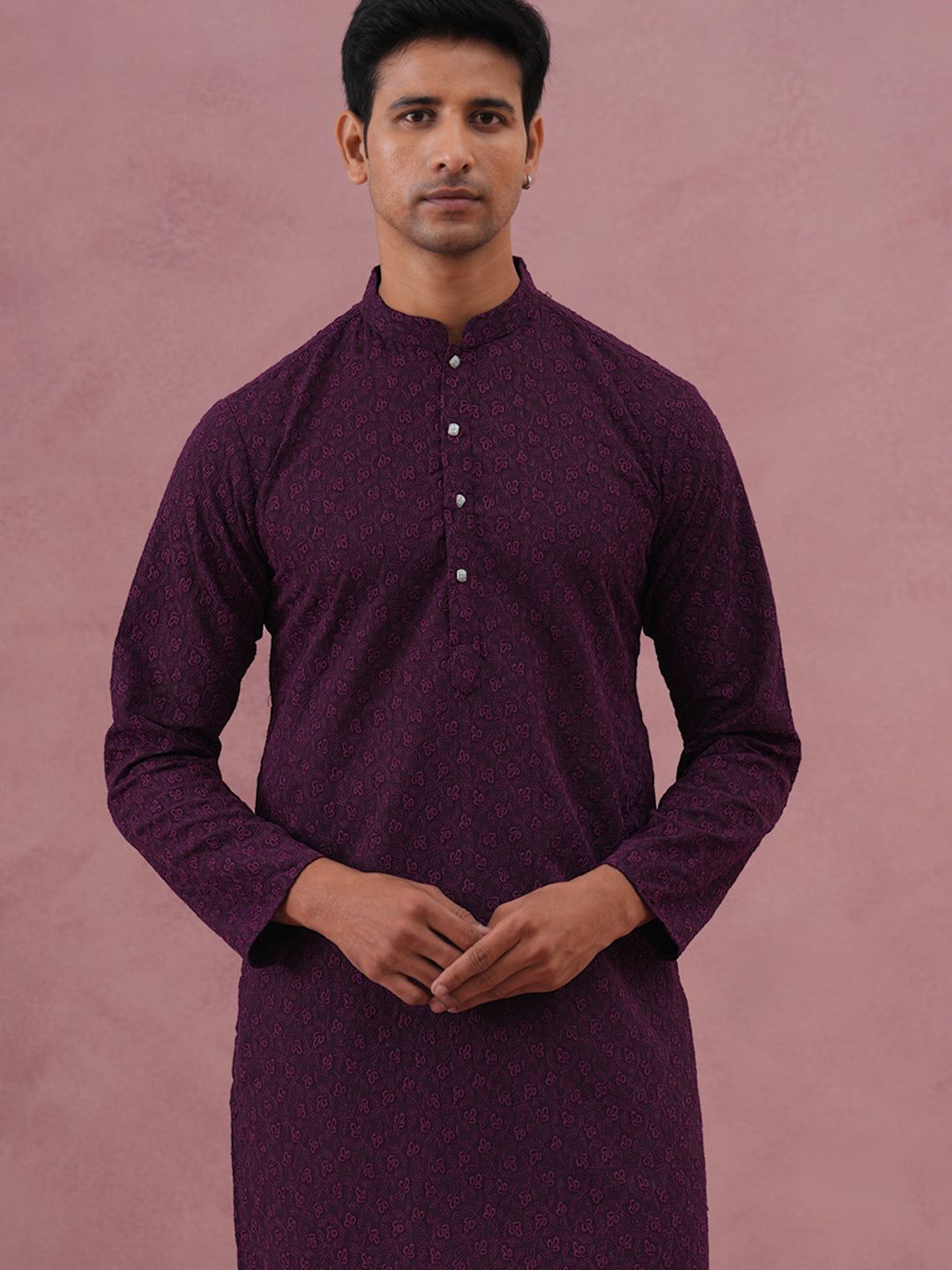 Traditional Cotton Blend Embroidered Kurta Pyjama