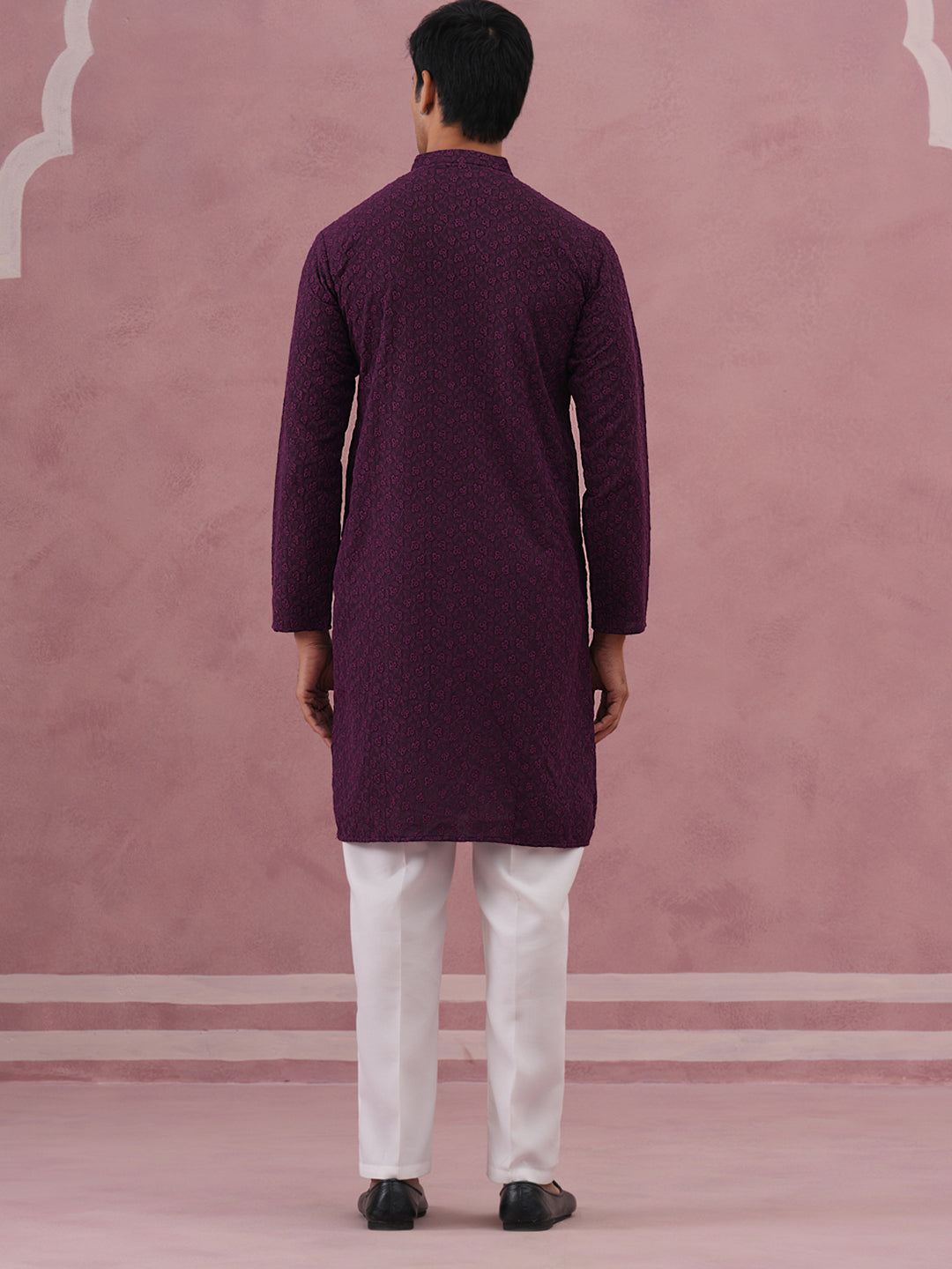 Traditional Cotton Blend Embroidered Kurta Pyjama