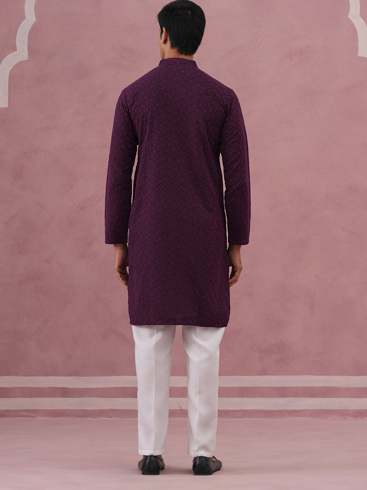 Traditional Cotton Blend Embroidered Kurta Pyjama