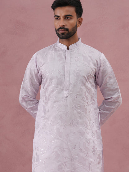 Men'S Embroidered Silk Blend Kurta Pyjama Set