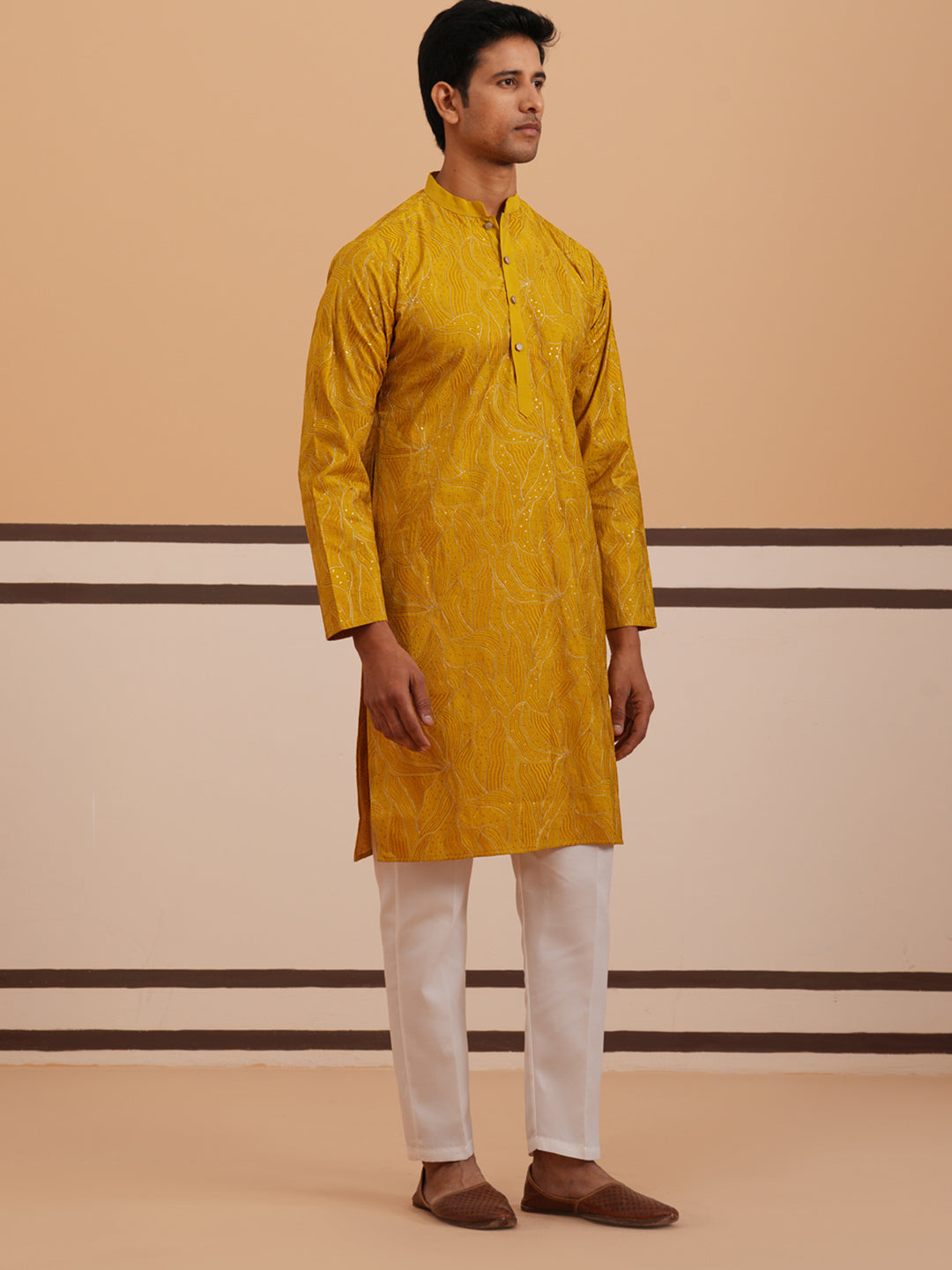 Silk Blend Embroidered & Sequinned Kurta Pyjama Set