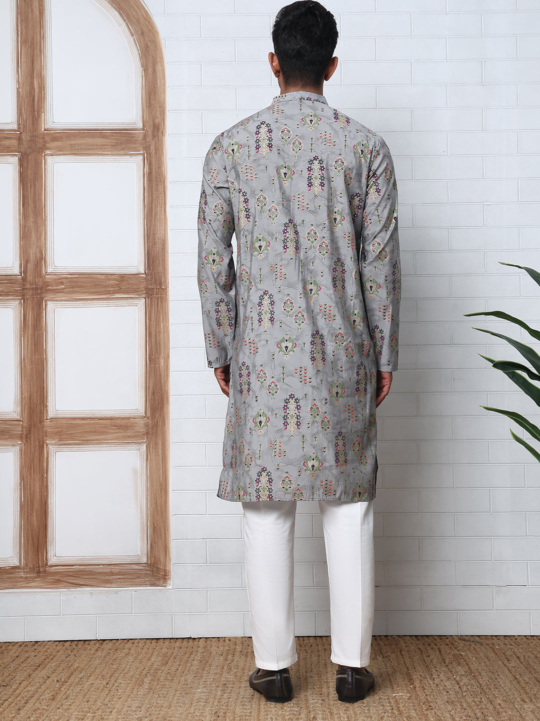 Traditional Foil Printed Kurta Pyjama For Men