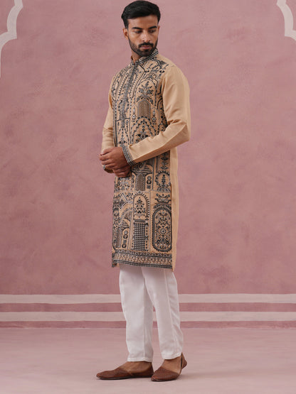 Men’S Silk Blend Embroidered Kurta Pyjama Set