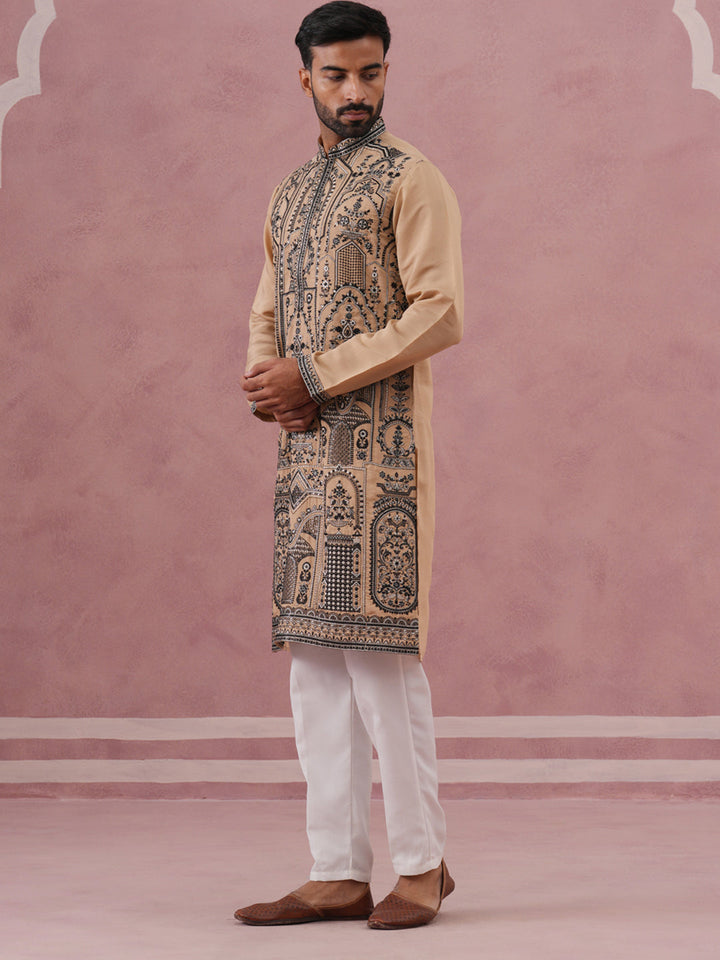 Men’S Silk Blend Embroidered Kurta Pyjama Set