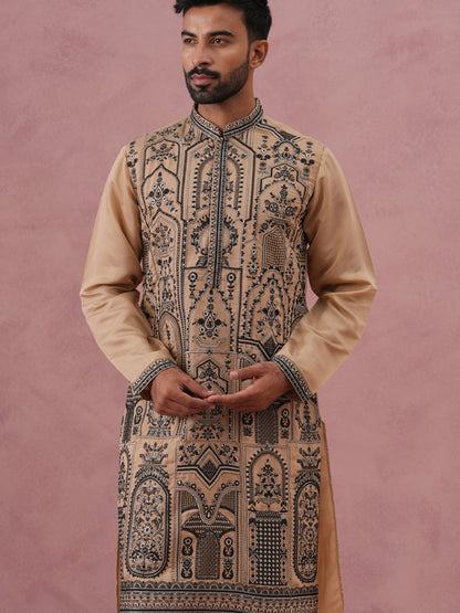 Men’S Silk Blend Embroidered Kurta Pyjama Set