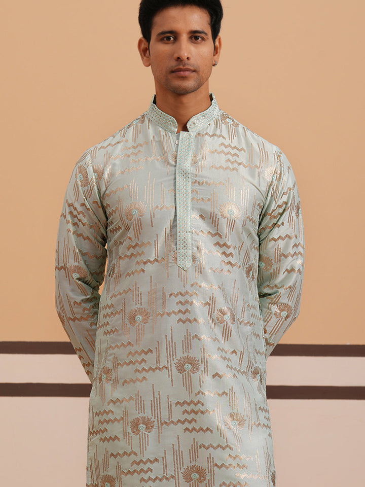 Premium Silk Blend Embroidered Kurta Pyjama
