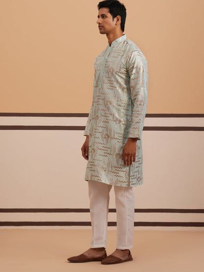 Premium Silk Blend Embroidered Kurta Pyjama