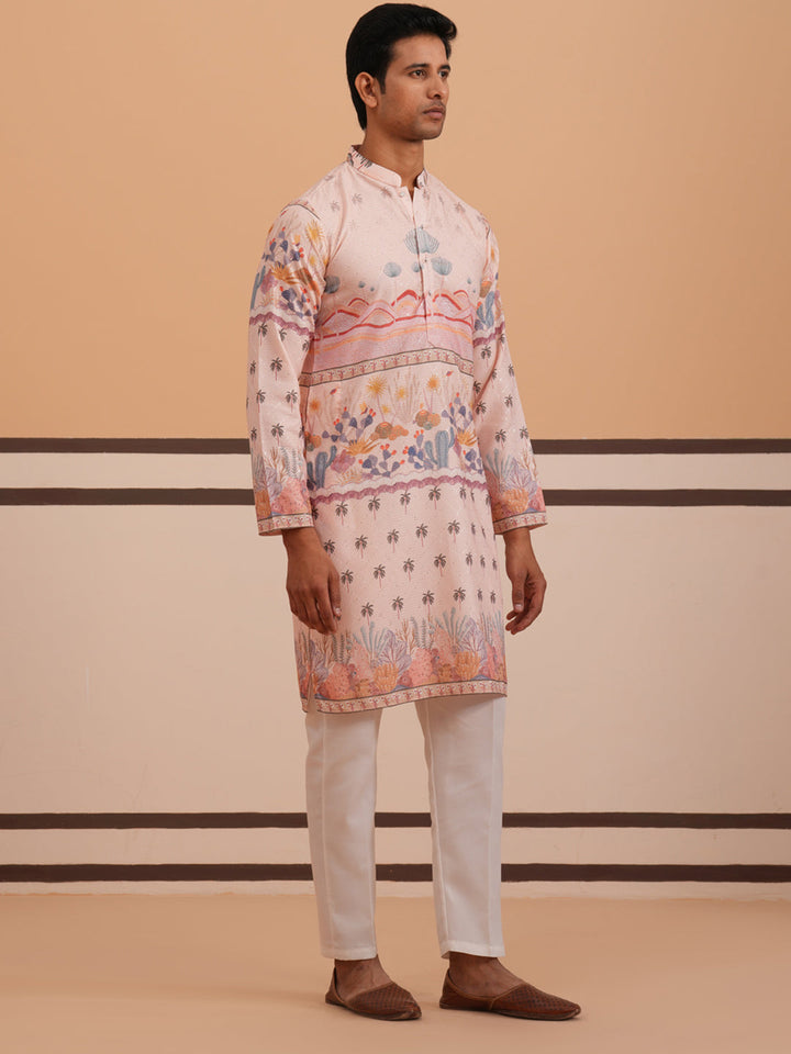Men’S Cotton Blend Festive Printed Kurta Set