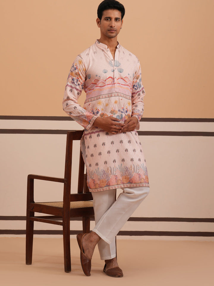 Men’S Cotton Blend Festive Printed Kurta Set