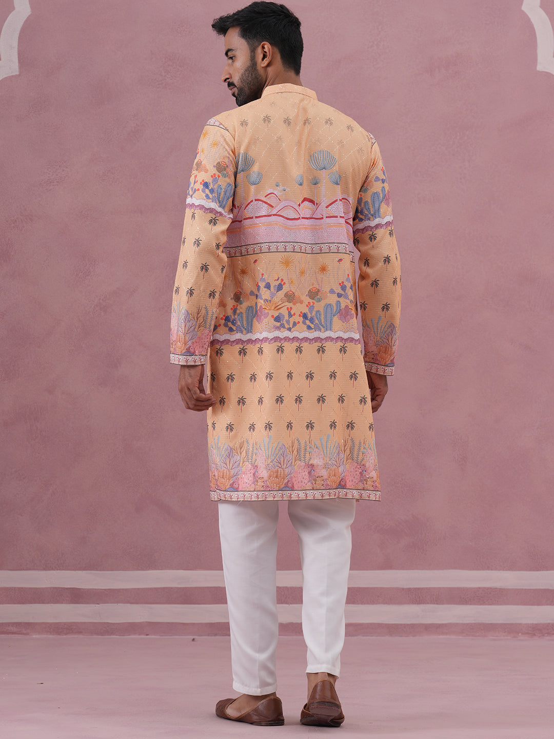 Men’S Cotton Blend Festive Printed Kurta Set
