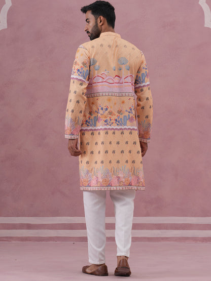 Men’S Cotton Blend Festive Printed Kurta Set