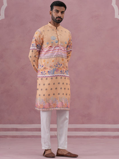 Men’S Cotton Blend Festive Printed Kurta Set