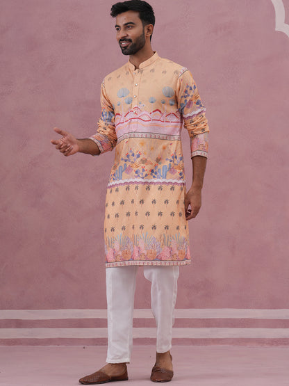 Men’S Cotton Blend Festive Printed Kurta Set