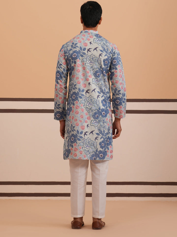 Men’S Printed Cotton Blend Kurta Pyjama