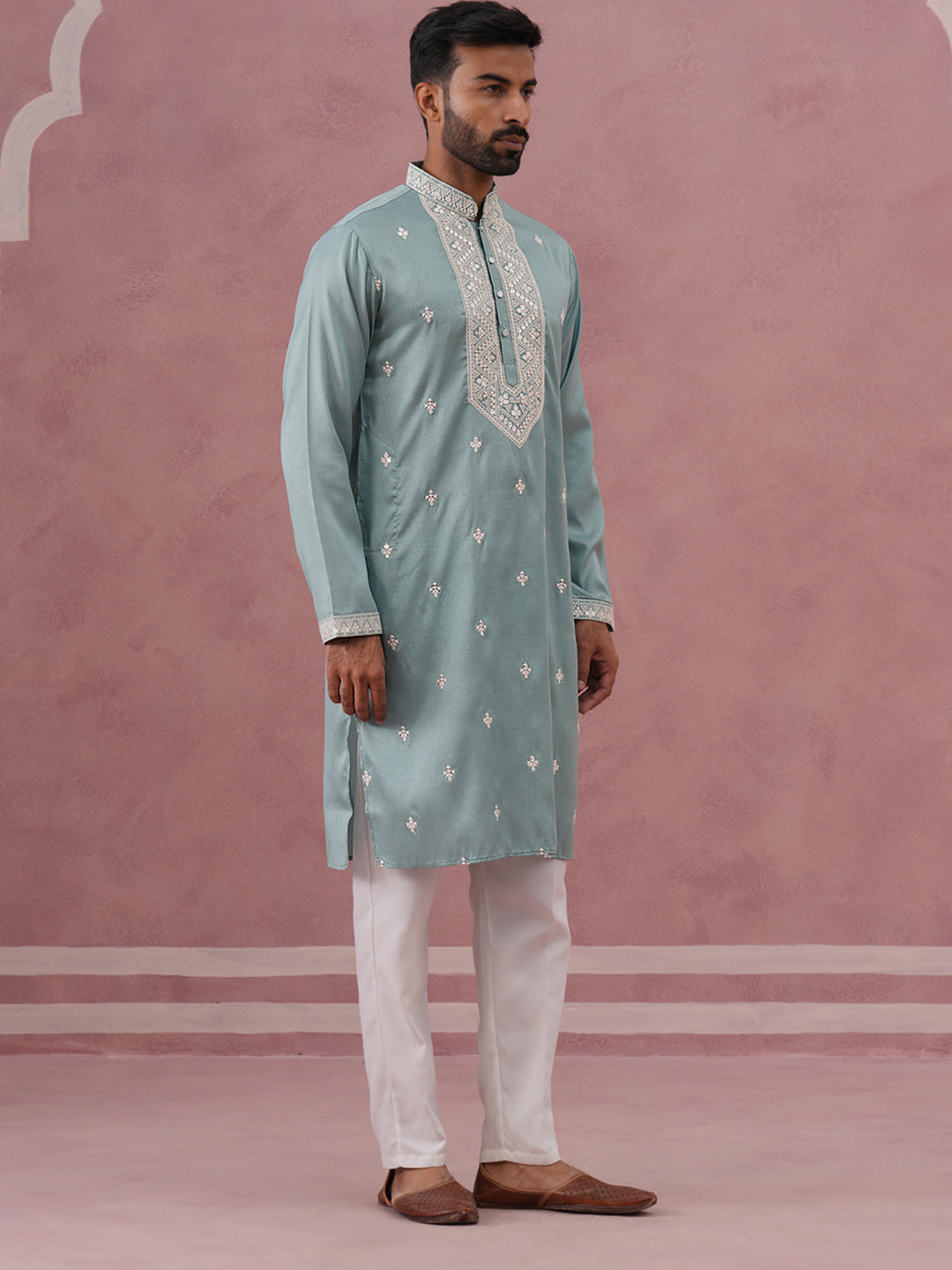 Men'S Festive Cotton Blend Kurta Pyjama