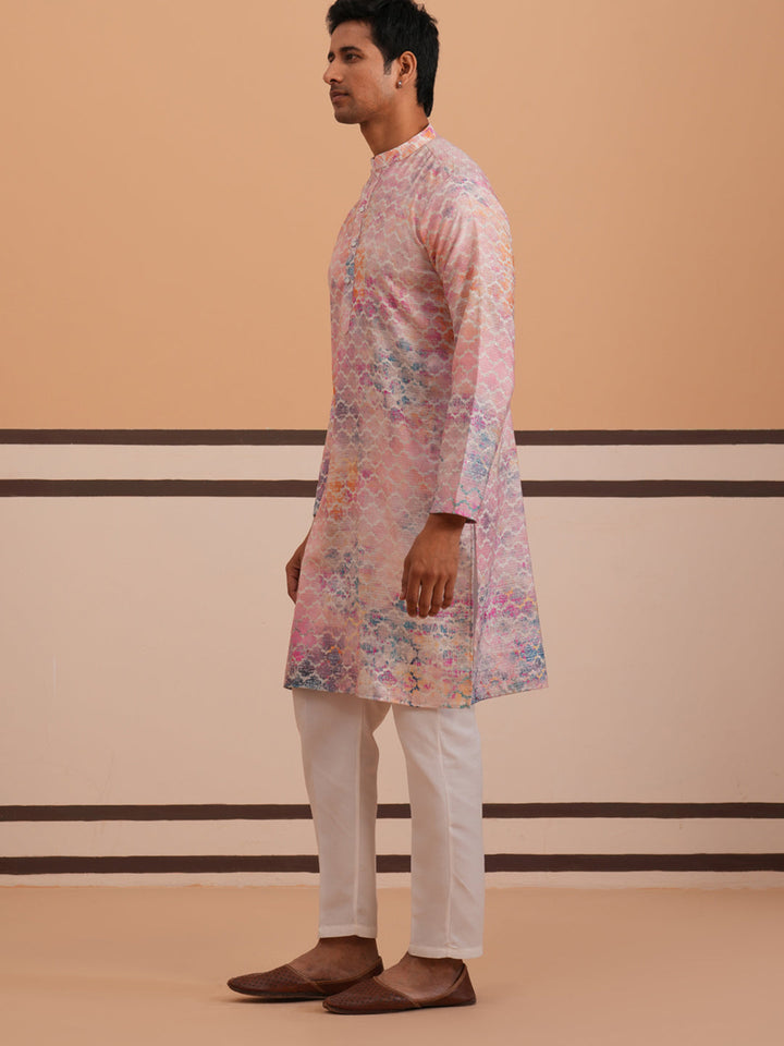Abstract Printed &amp; Embroidered Kurta Pyjama