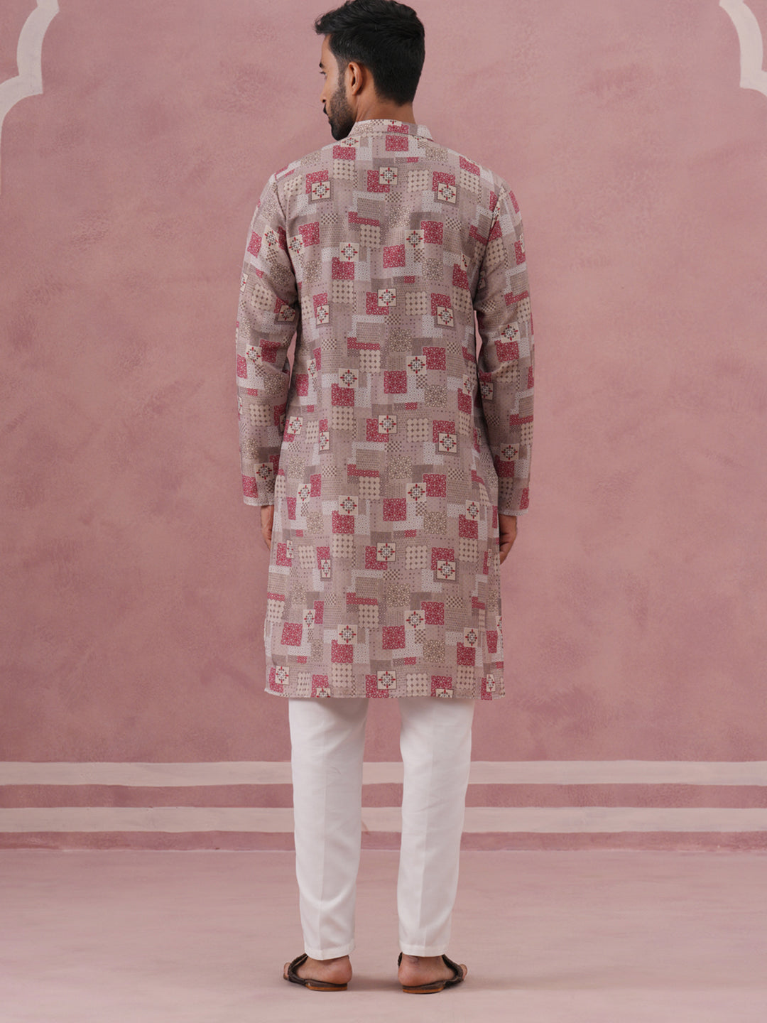 Abstract Printed Cotton Blend Kurta Pyjama