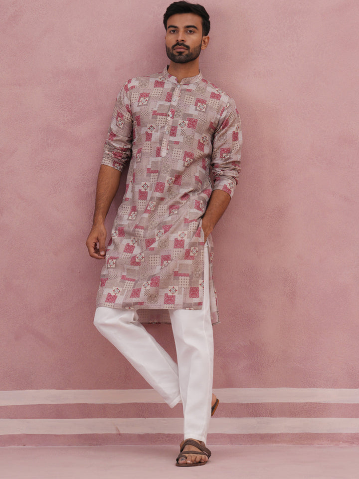 Abstract Printed Cotton Blend Kurta Pyjama