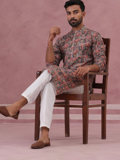 Abstract Printed Cotton Blend Kurta Pyjama