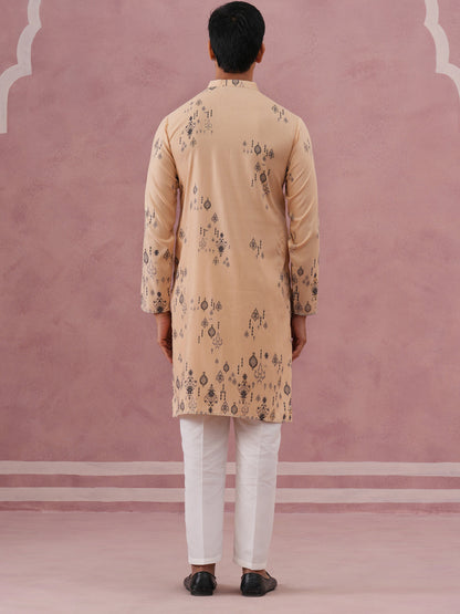 Men'S Foil Printed Festive Kurta Pyjama Set