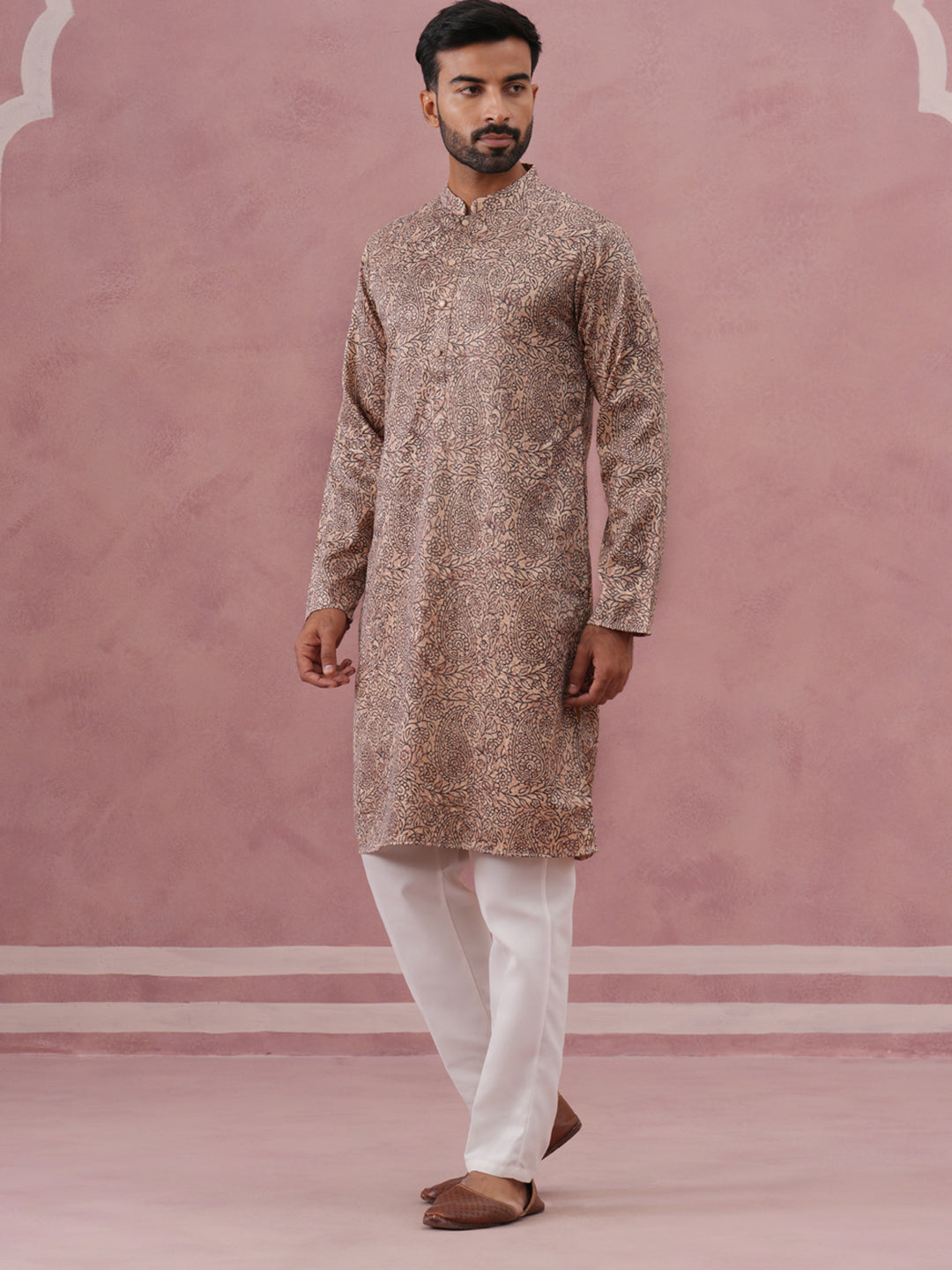 Men’S Thread Work &amp; Printed Kurta Pyjama Set
