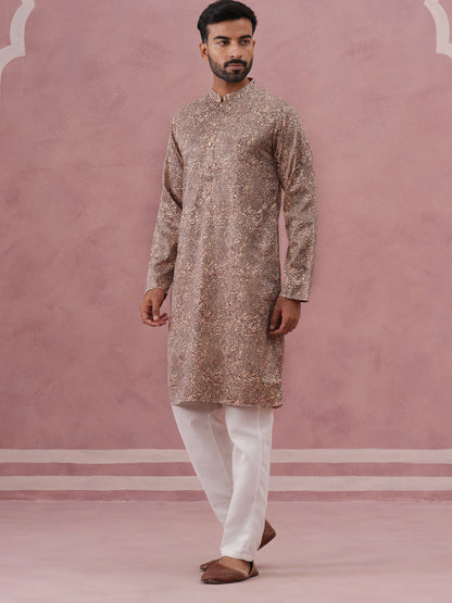 Men’S Thread Work & Printed Kurta Pyjama Set