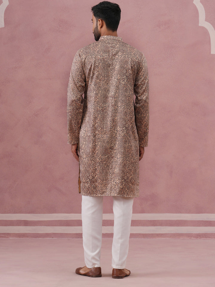 Men’S Thread Work &amp; Printed Kurta Pyjama Set