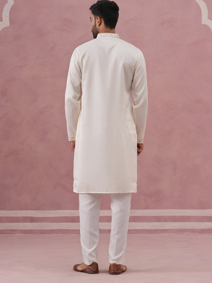 Men’S Silk Blend Embroidered Kurta Pyjama Set