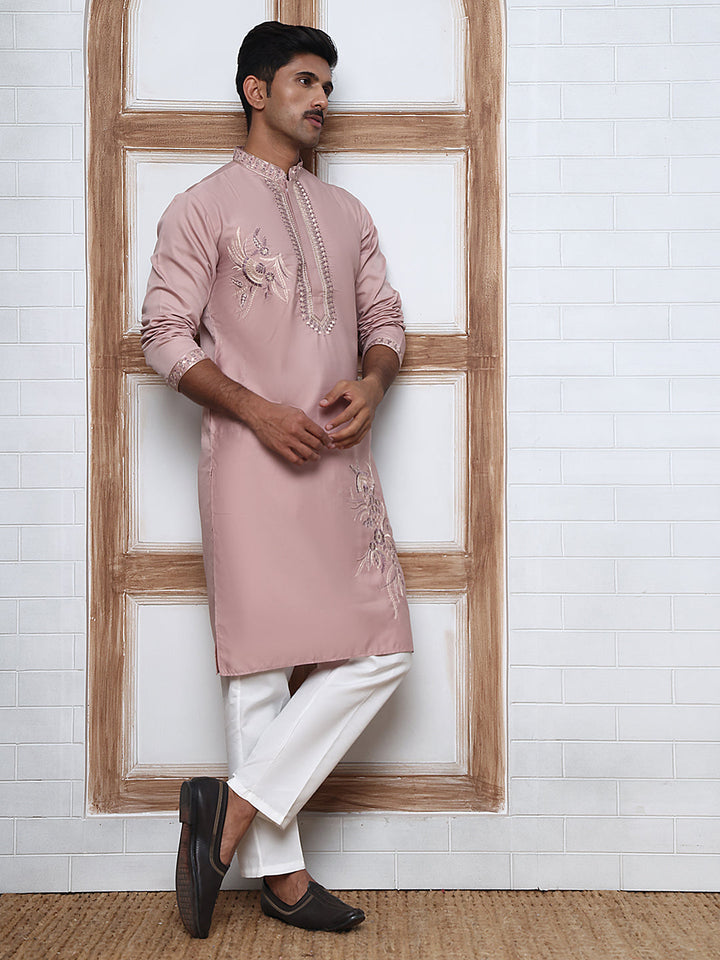 Men’S Silk Blend Embroidered Kurta Pyjama Set