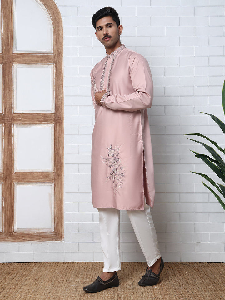 Men’S Silk Blend Embroidered Kurta Pyjama Set