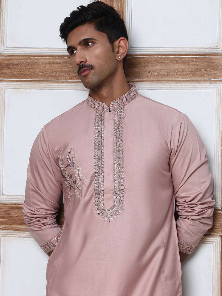 Men’S Silk Blend Embroidered Kurta Pyjama Set