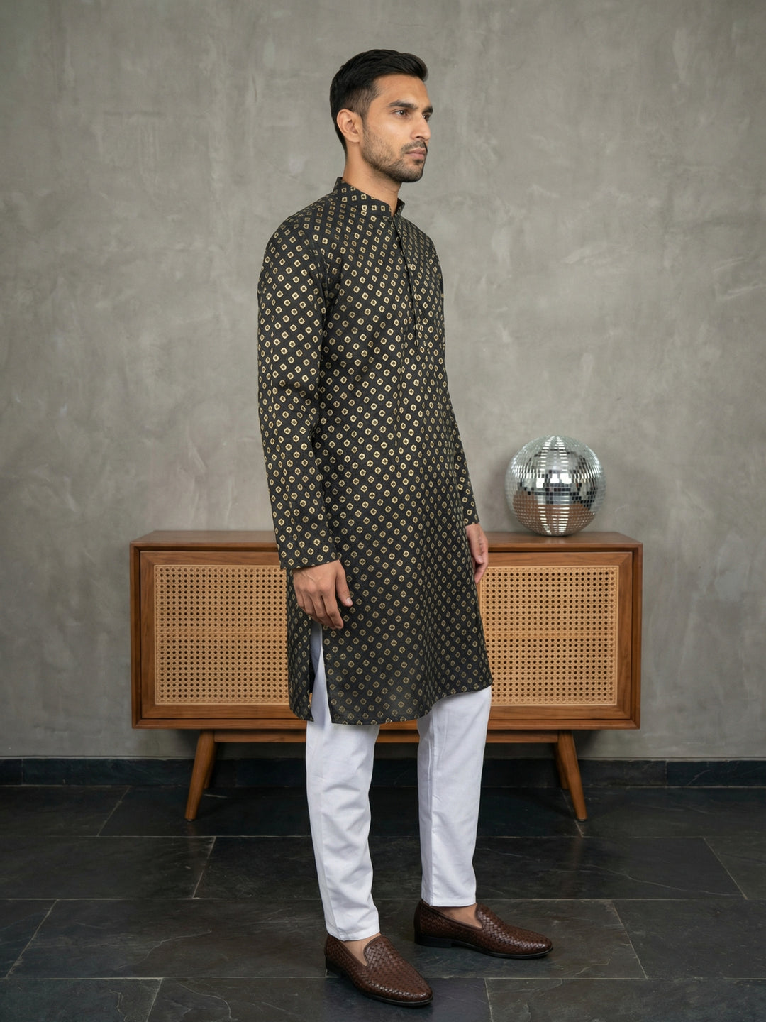 Festive Cotton Blend Printed Kurta Pyjama Set