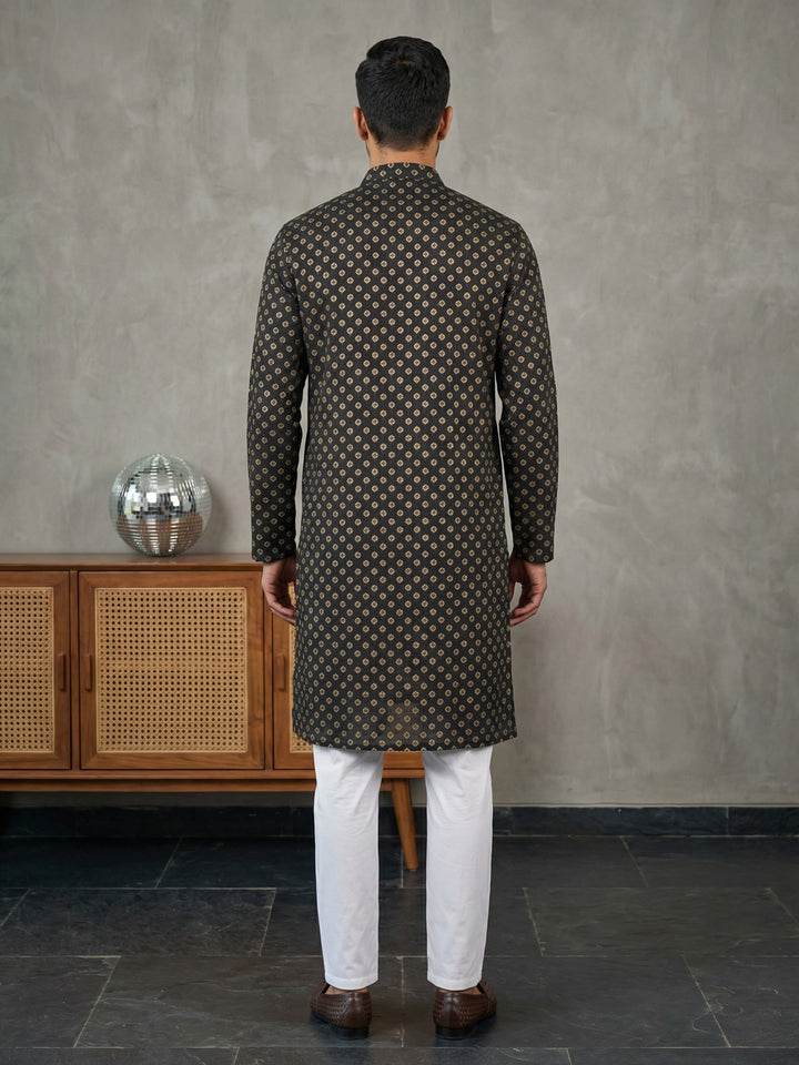 Festive Cotton Blend Printed Kurta Pyjama Set