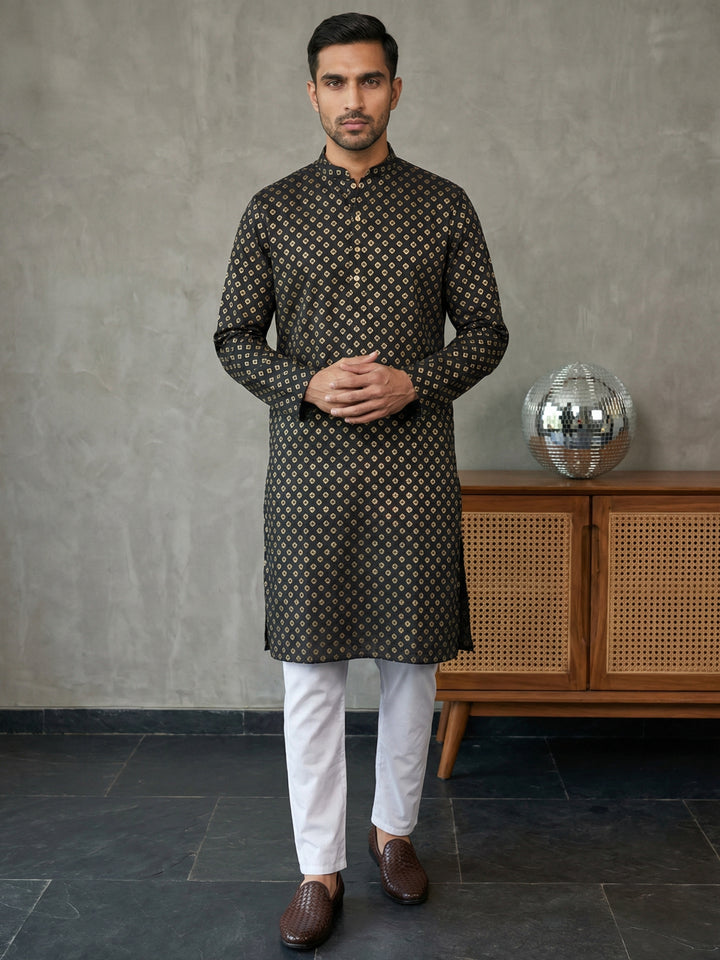 Festive Cotton Blend Printed Kurta Pyjama Set