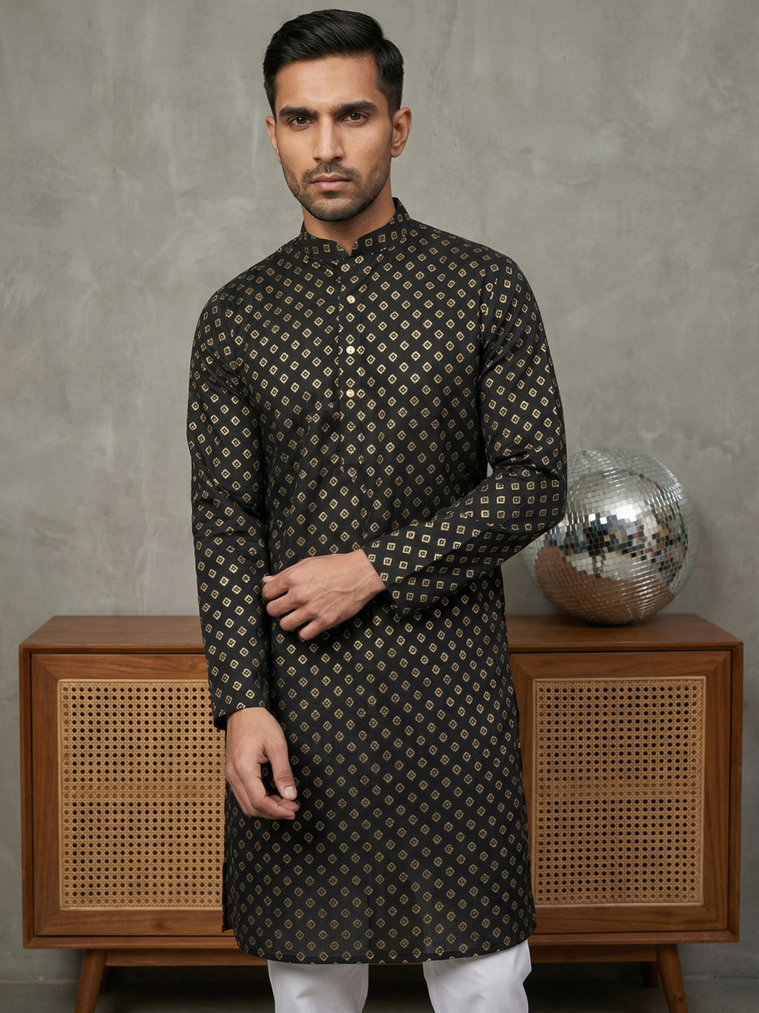 Festive Cotton Blend Printed Kurta Pyjama Set
