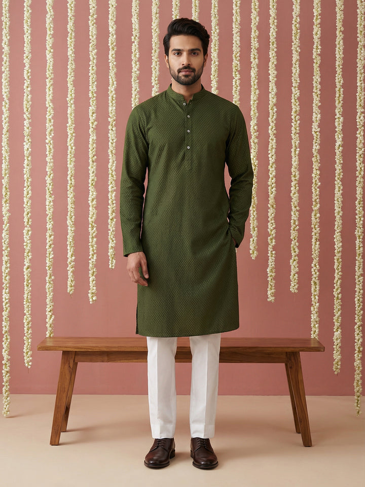 Embroidered Kurta Pyjama Set For Men