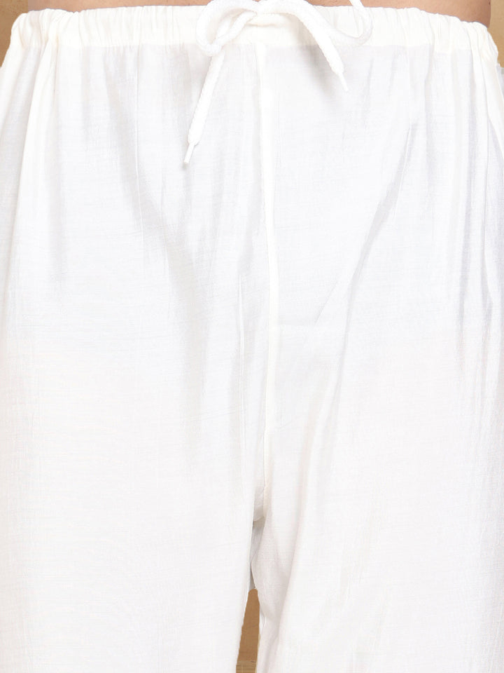 Men Cotton Blend Kurta Pyjama With Foil Print
