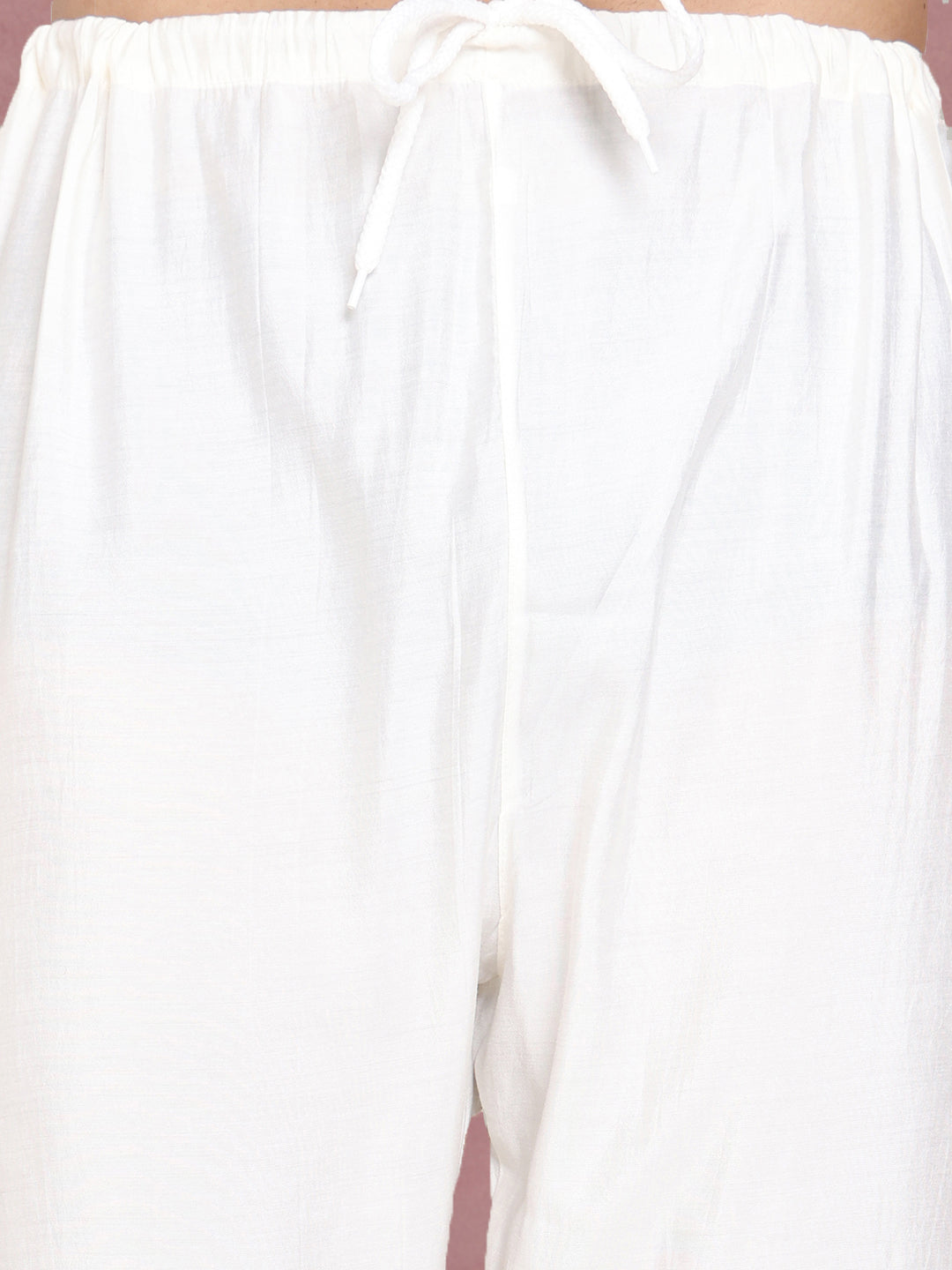 Men Cotton Blend Kurta Pyjama With Foil Print
