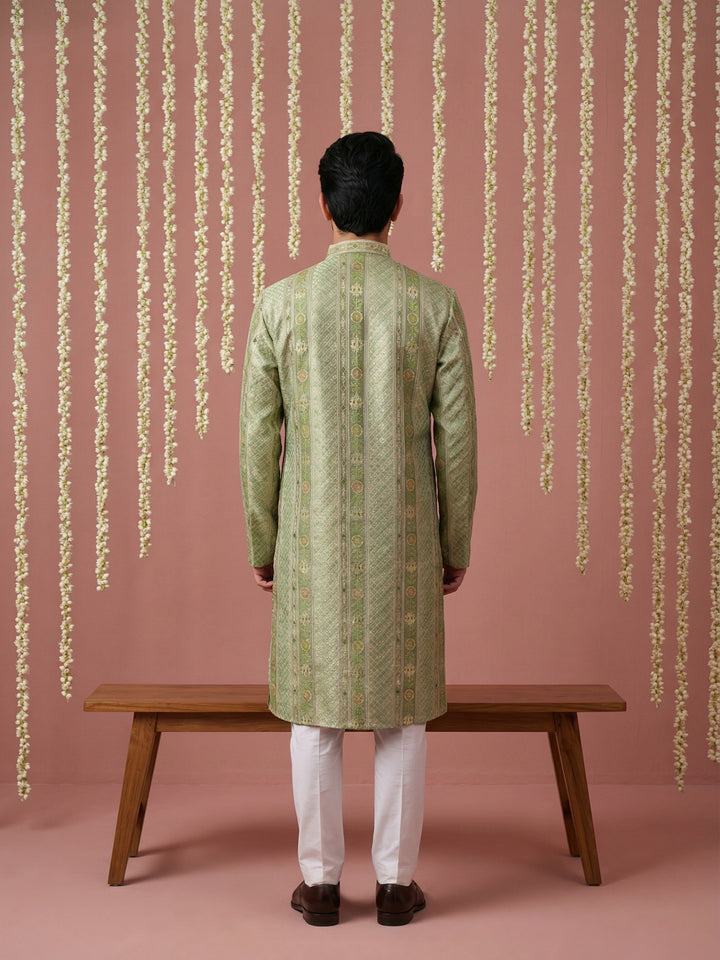 Men Silk Blend Embroidered Kurta Pyjama Set