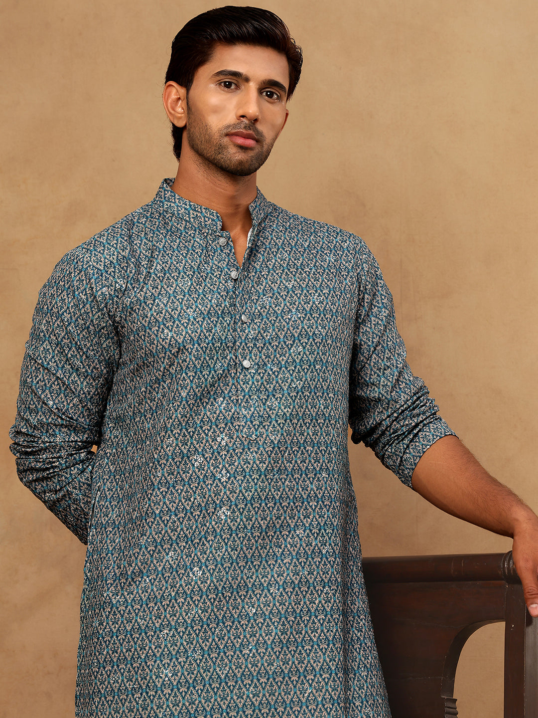 Cotton Blend Ethnic Printed Kurta Pyjama Set