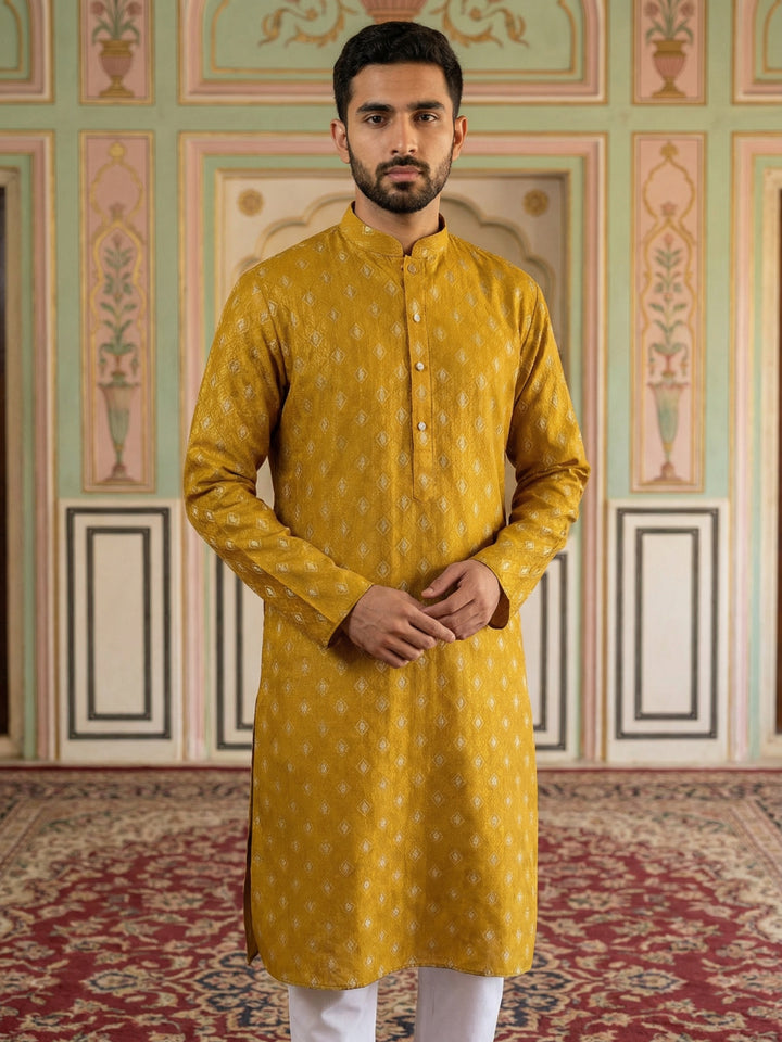 Classic Ethnic Print Cotton Blend Kurta Pyjama Set