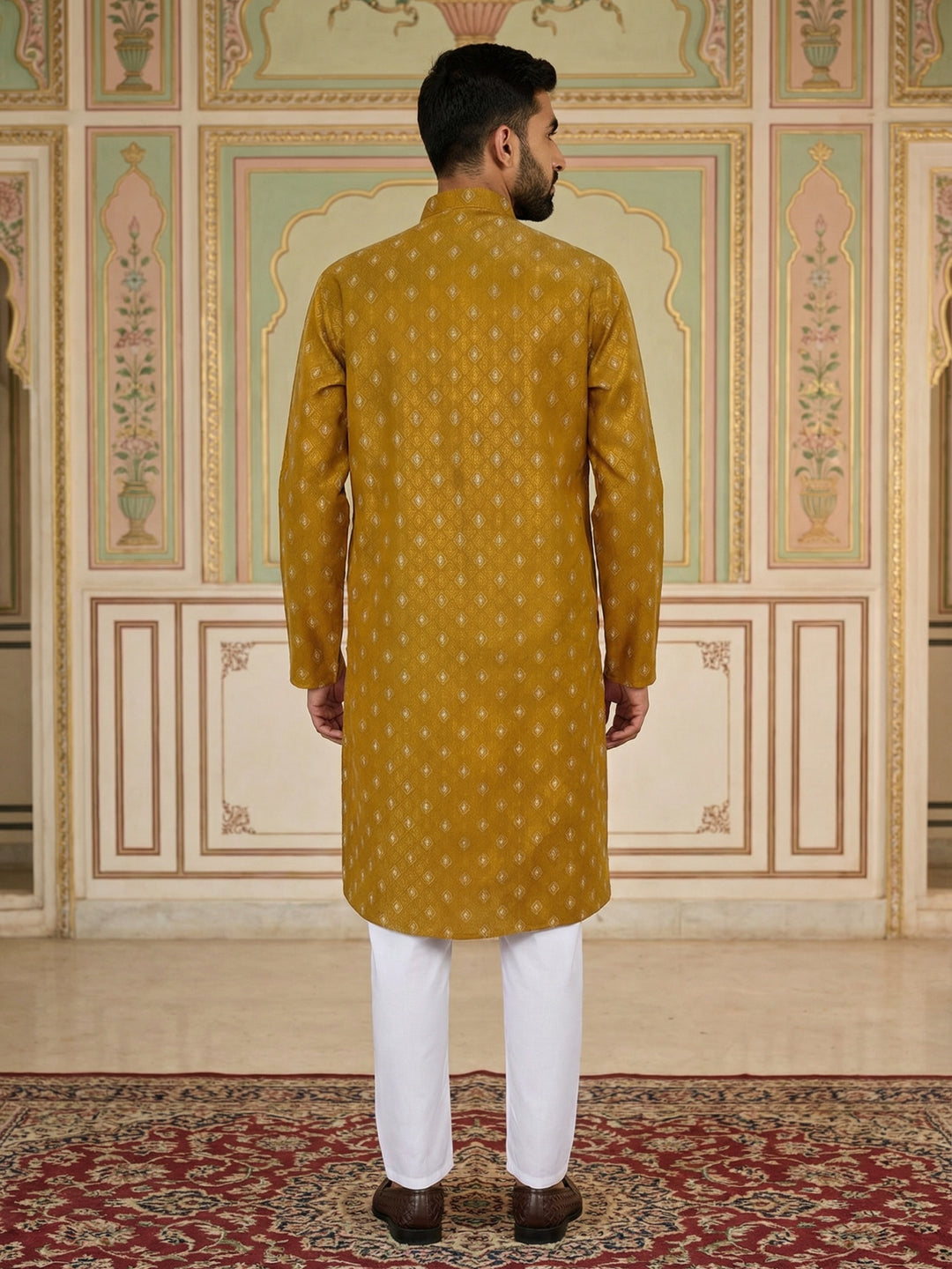 Classic Ethnic Print Cotton Blend Kurta Pyjama Set