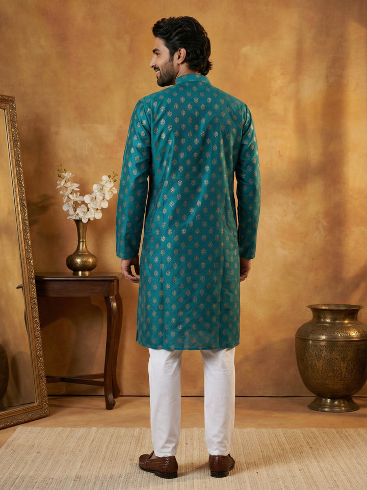 Classic Cotton Blend Foil Print Kurta Set