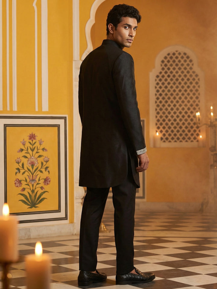 Silk Blend Embroidered Kurta Pyjama Set