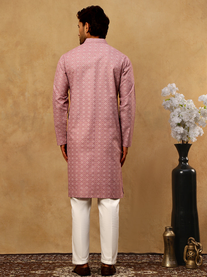 Traditional Printed Kurta Pyjama Set For Men