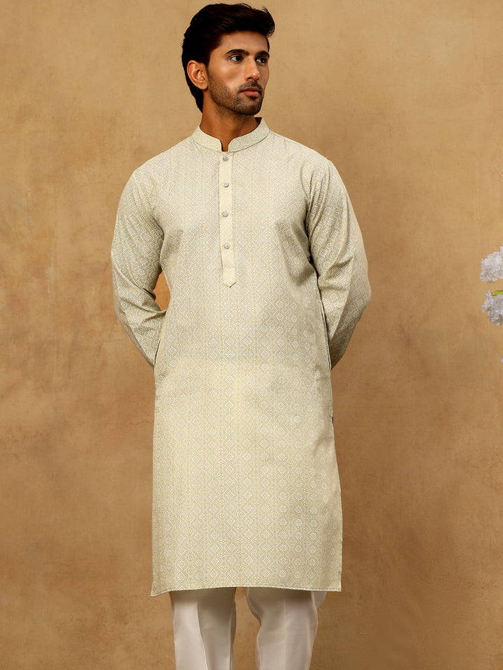 Traditional Printed Kurta Pyjama Set For Men