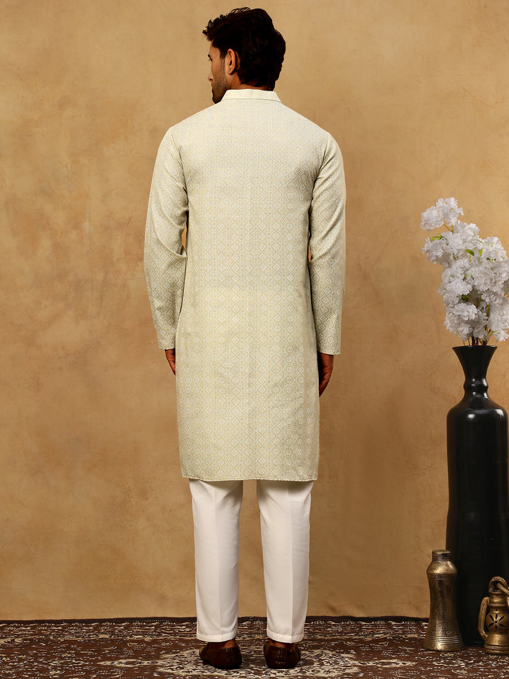 Traditional Printed Kurta Pyjama Set For Men