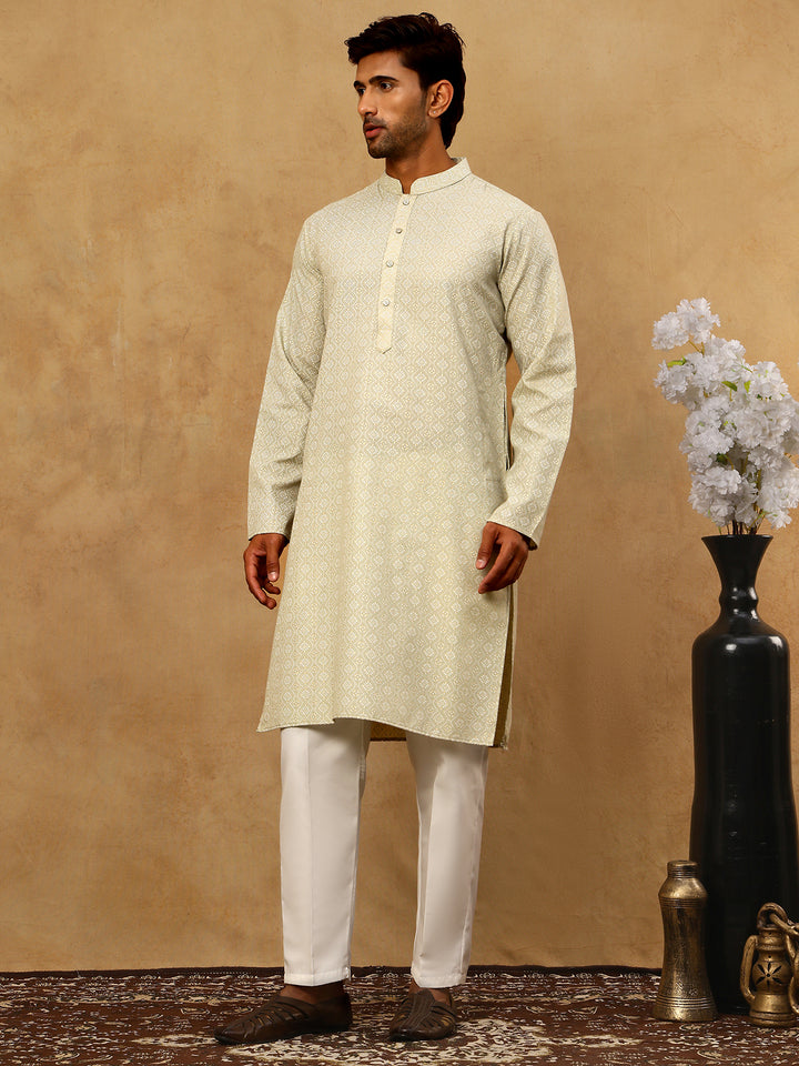 Traditional Printed Kurta Pyjama Set For Men
